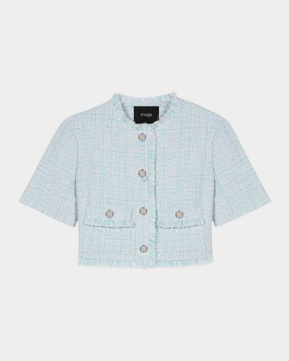 Victorine Tweed Short-Sleeve Blazer